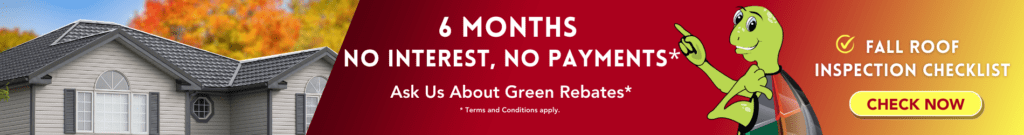 6 months no interest no payments, green rebate for roofing